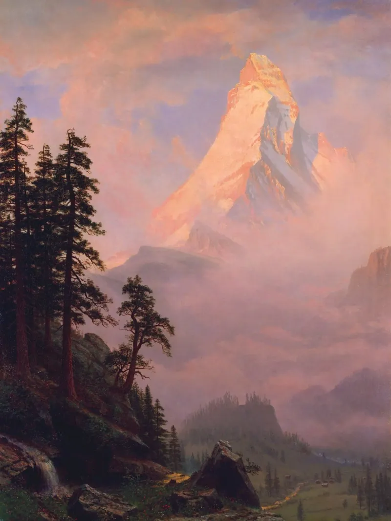 L'alba sul Cervino di Albert Bierstadt pellicola backlit da Venus Art