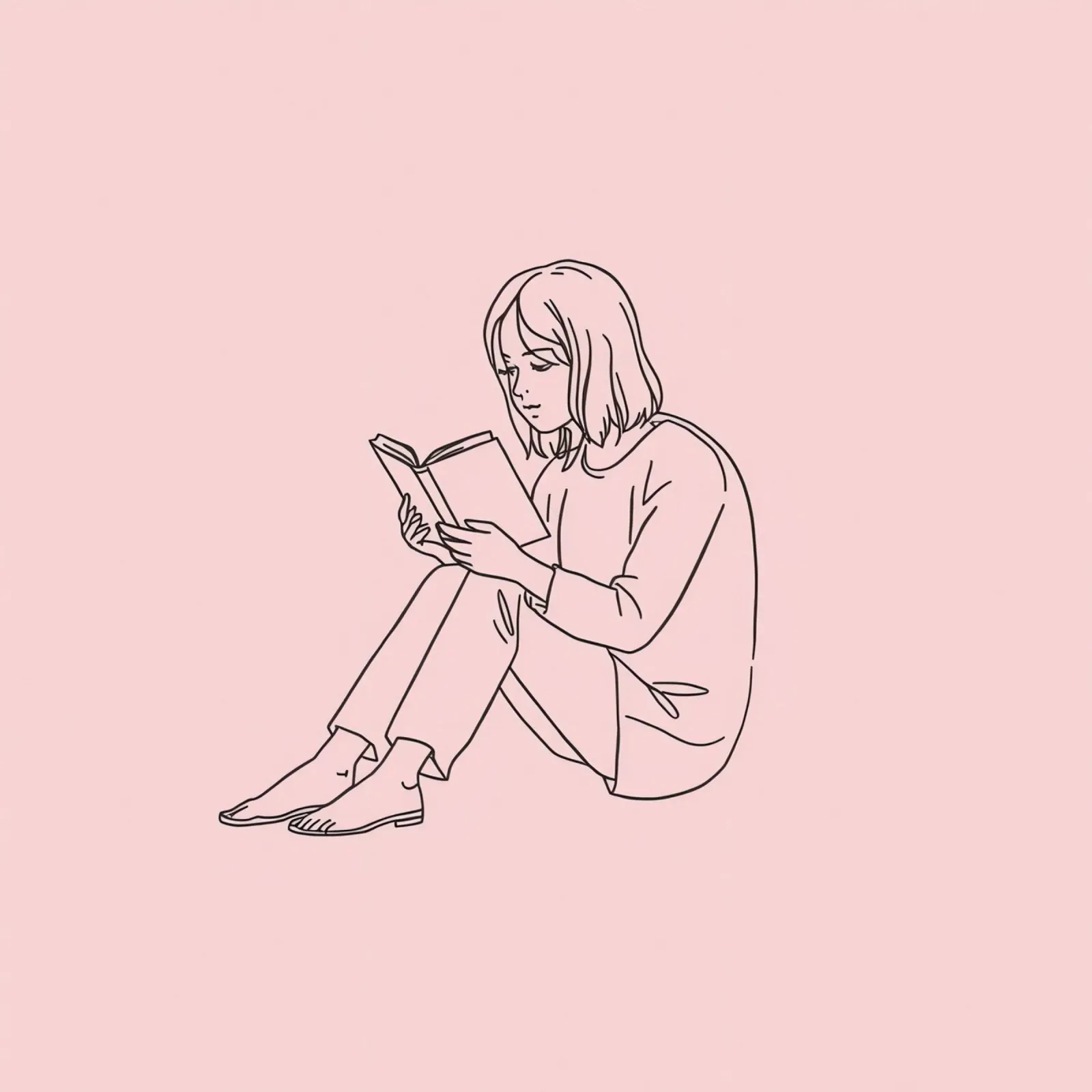 Mujer leyendo un libro tranquilamente metacrilato de DesignDoodle