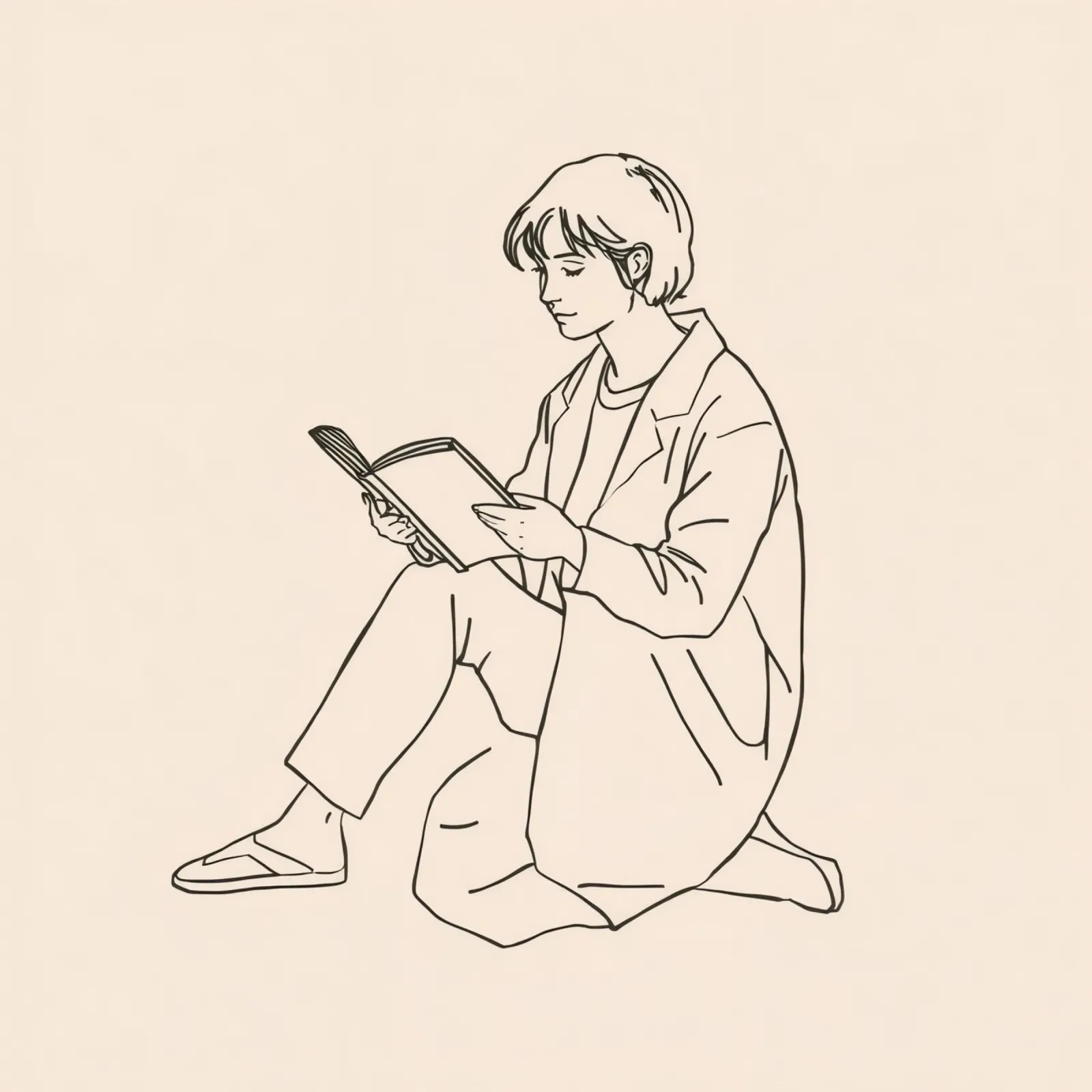 Person reading a book while sitting on the floor in a casual canvas by DesignDoodle