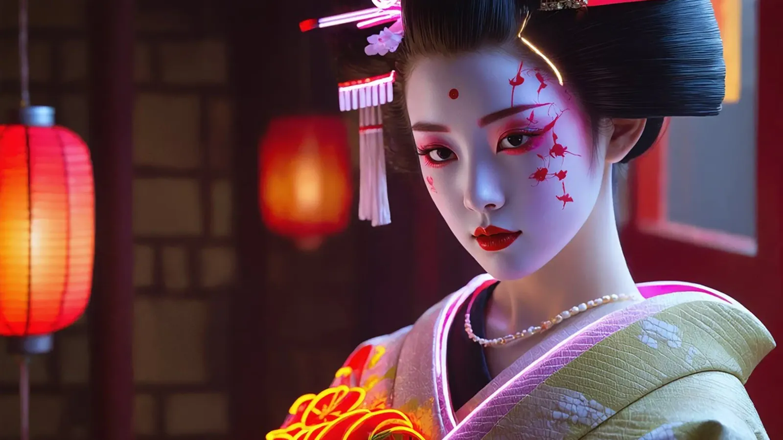 Tokyo Geisha pellicola backlit da Flo Klein