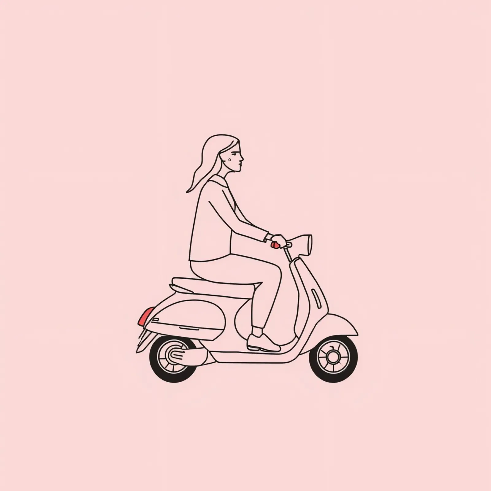 Donna in scooter in un'area urbana alluminio dibond da DesignDoodle