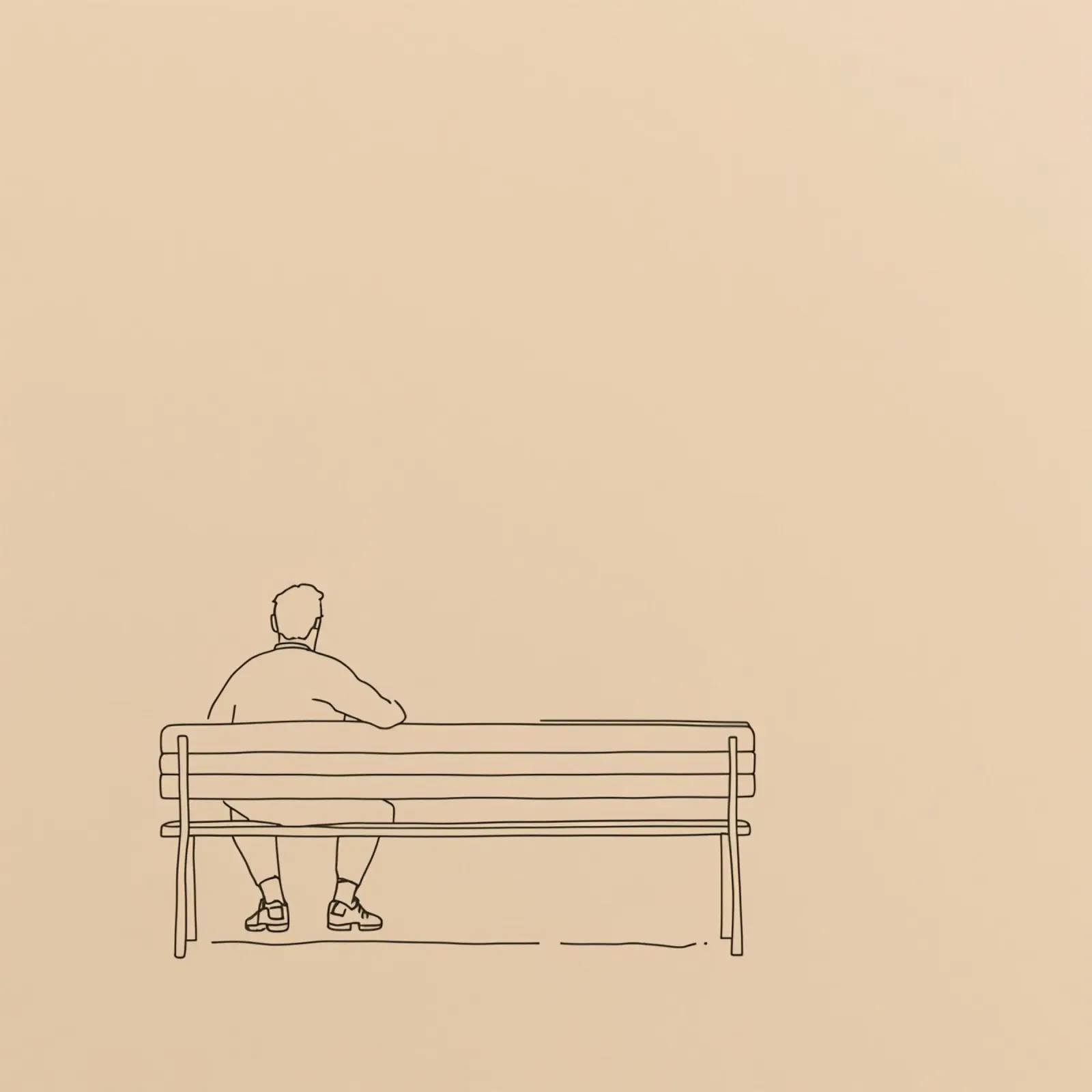 Individuo seduto tranquillamente su una panchina in un'opera d'arte minimalista pellicola backlit da DesignDoodle
