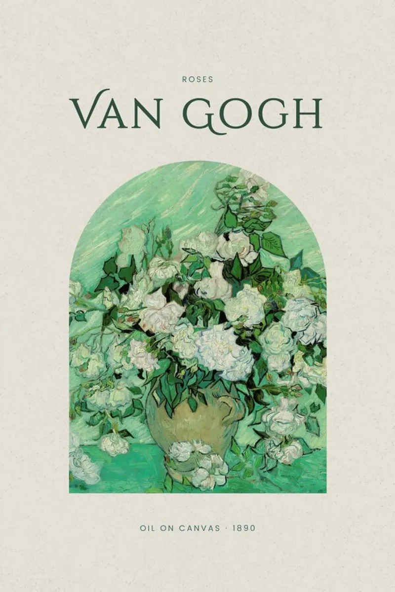 van Gogh - Roses II poster con telaio in alluminio da Vintage by JUNIQE