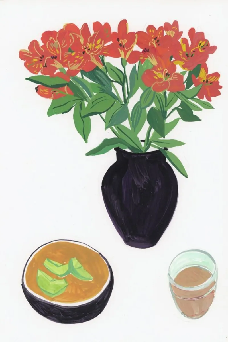 Gouache Still Life 1 poster con telaio in alluminio da Sonia Brittain