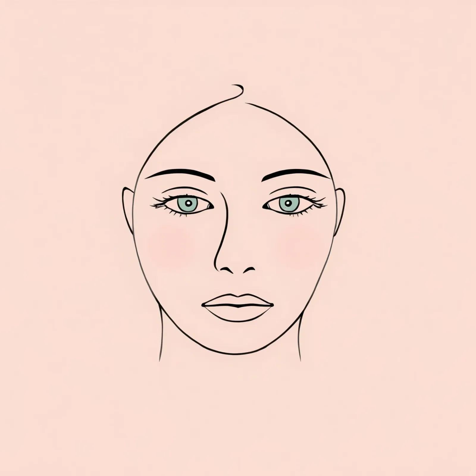 Disegno lineare di donna con occhi verdi e arrossamento chiaro poster da DesignDoodle