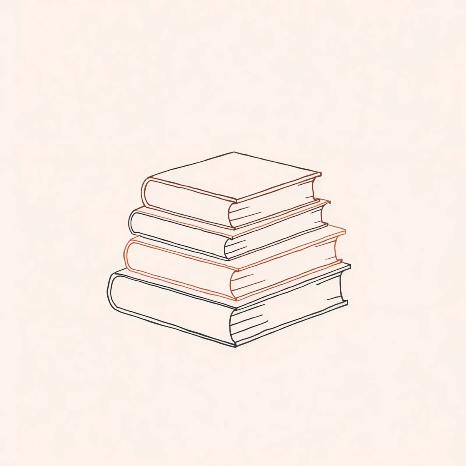 Stack of books in minimal line art style showcasing various alu-dibond by DesignDoodle