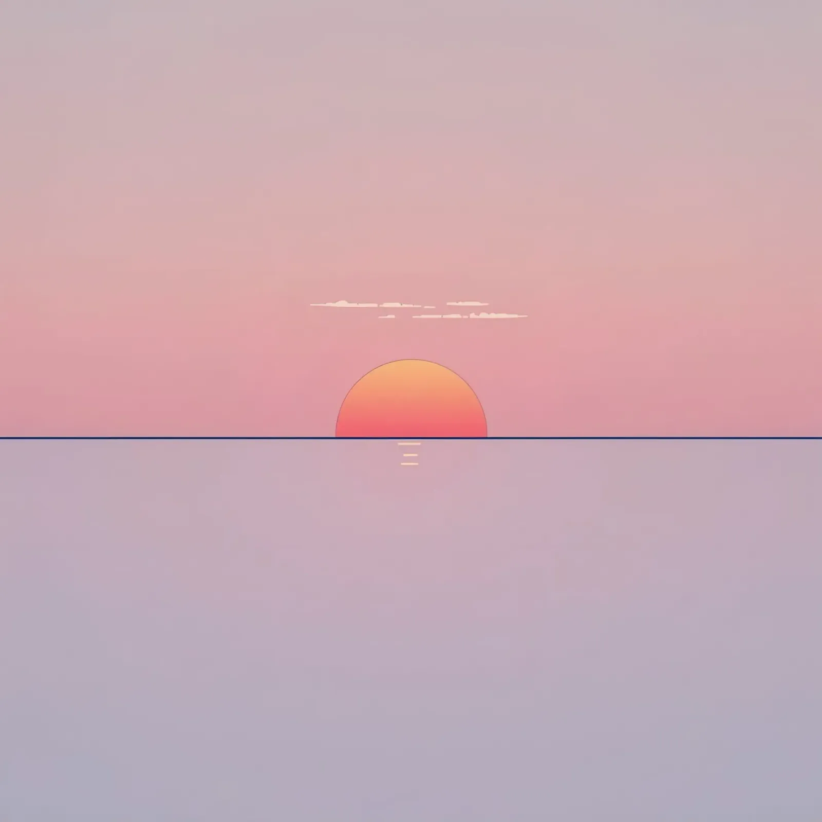 Sunset view over calm ocean at twilight, soft pink & orange canvas by DesignDoodle