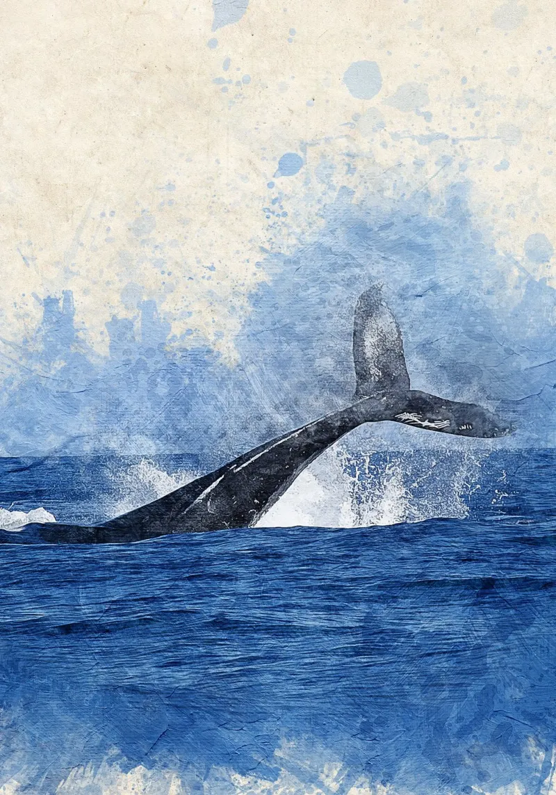 Stampa della coda di balena in fuga - Arte dell'oceano, decorazione blu costiera poster da ClubArt