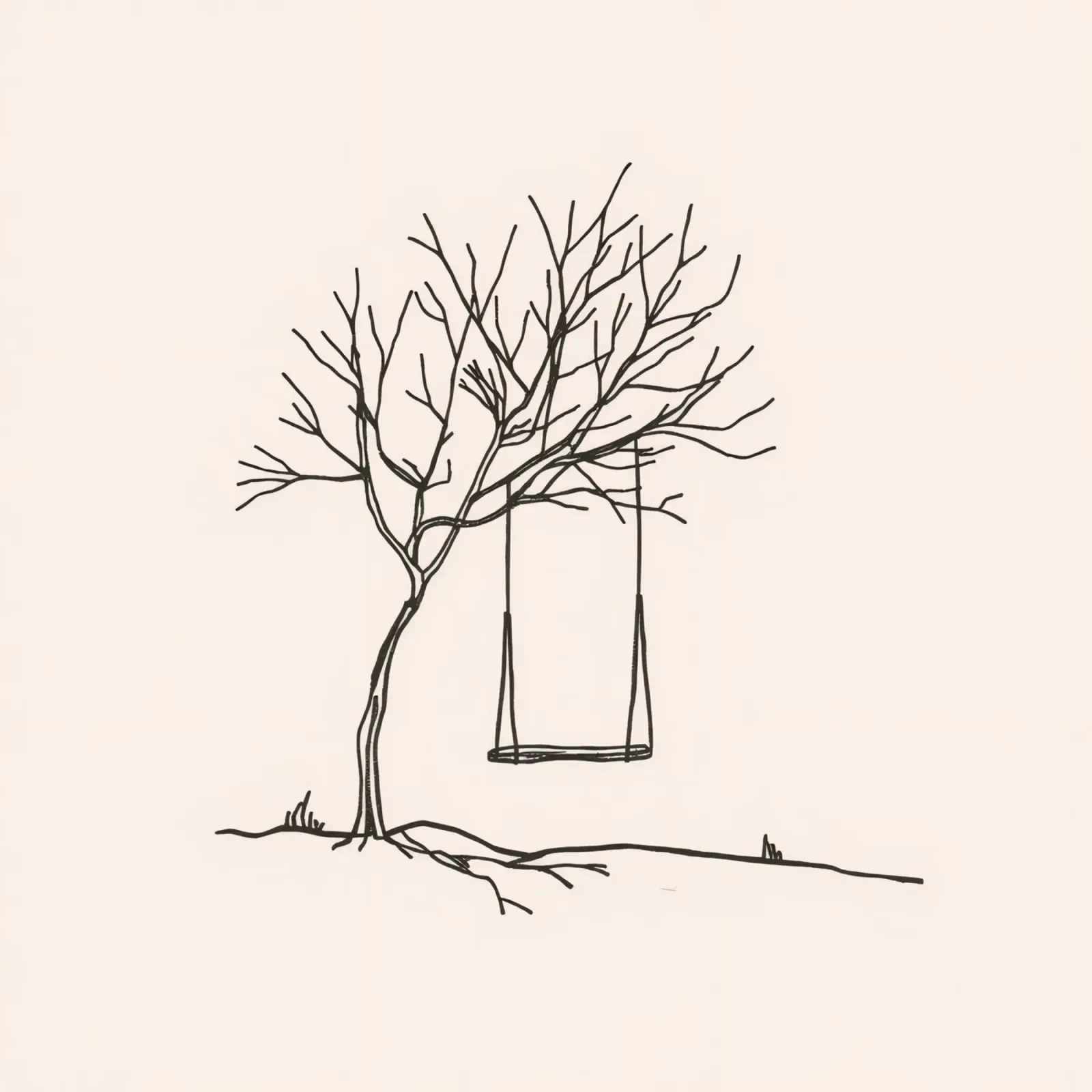 Altalena appesa a un albero spoglio in un paesaggio tranquillo pellicola backlit da DesignDoodle