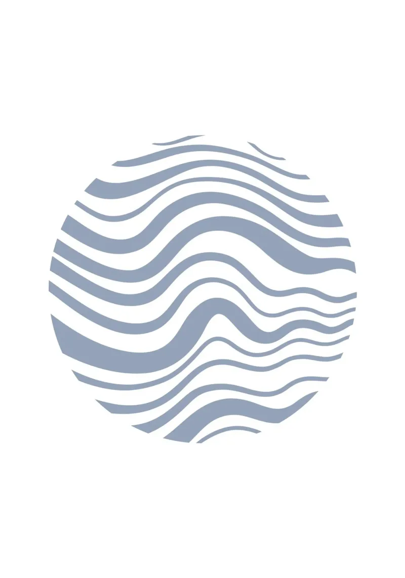 Abstracte golvende cirkeldruk - minimalistisch modern, blauw esthetisch canvas met Baklijst van ClubArt