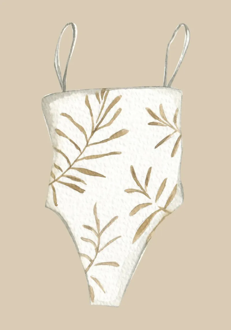 Boho badpak aquarel - neutraal strandmode, zomer dec canvas met Baklijst van ClubArt