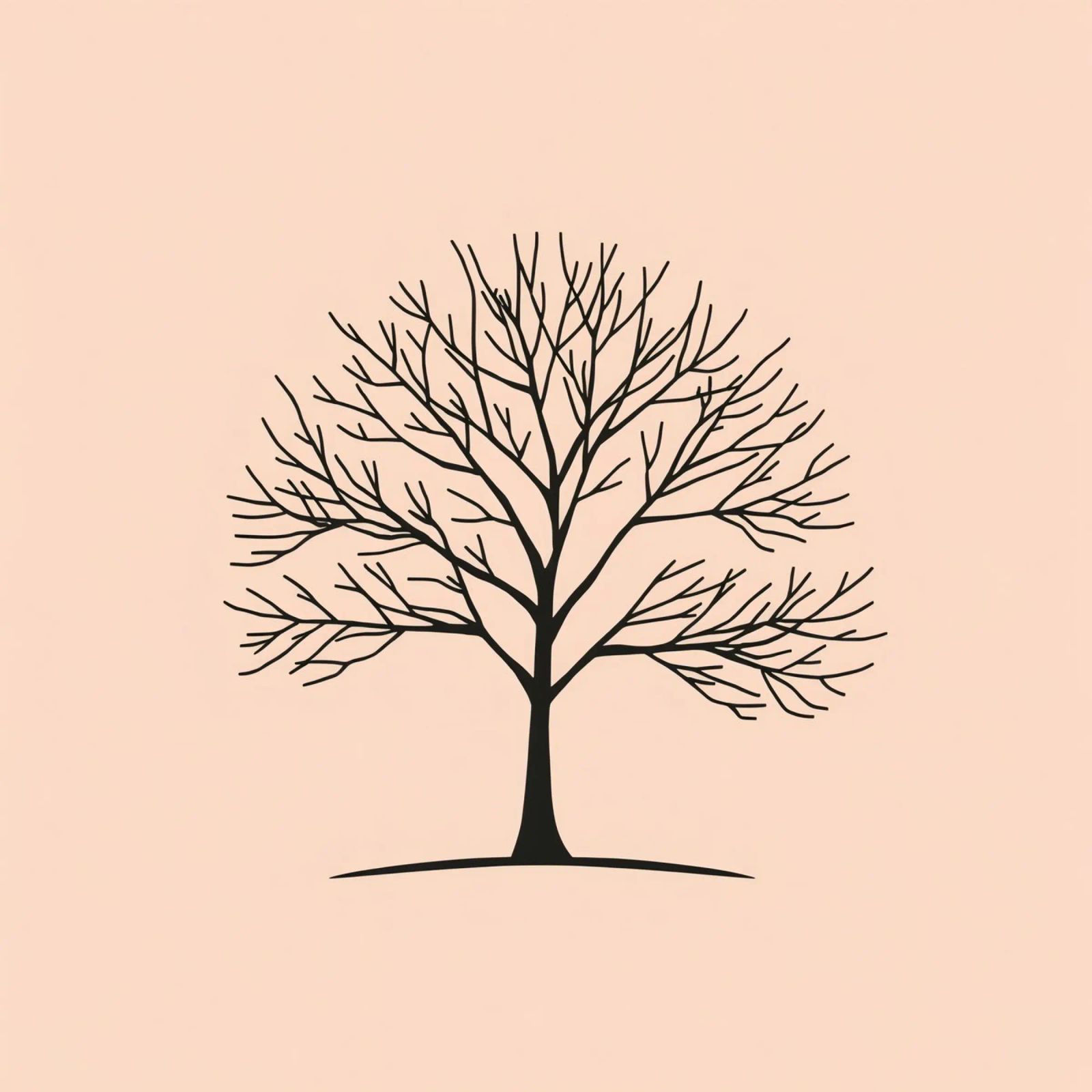 Bare tree with intricate branches against a pale background canvas by DesignDoodle