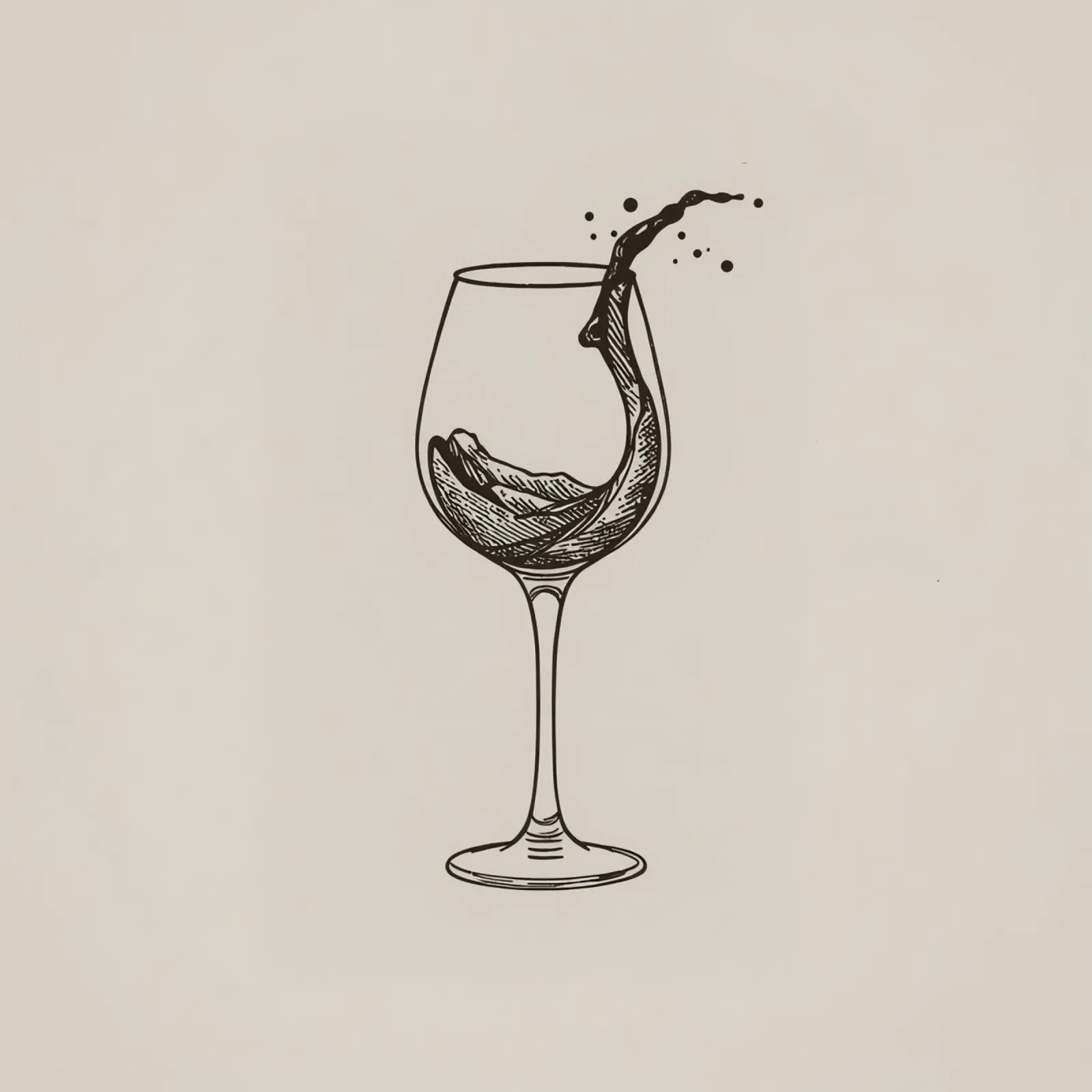 Weinglas mit spritzender Flüssigkeit auf beigem Hintergrund Hahnemühle von DesignDoodle