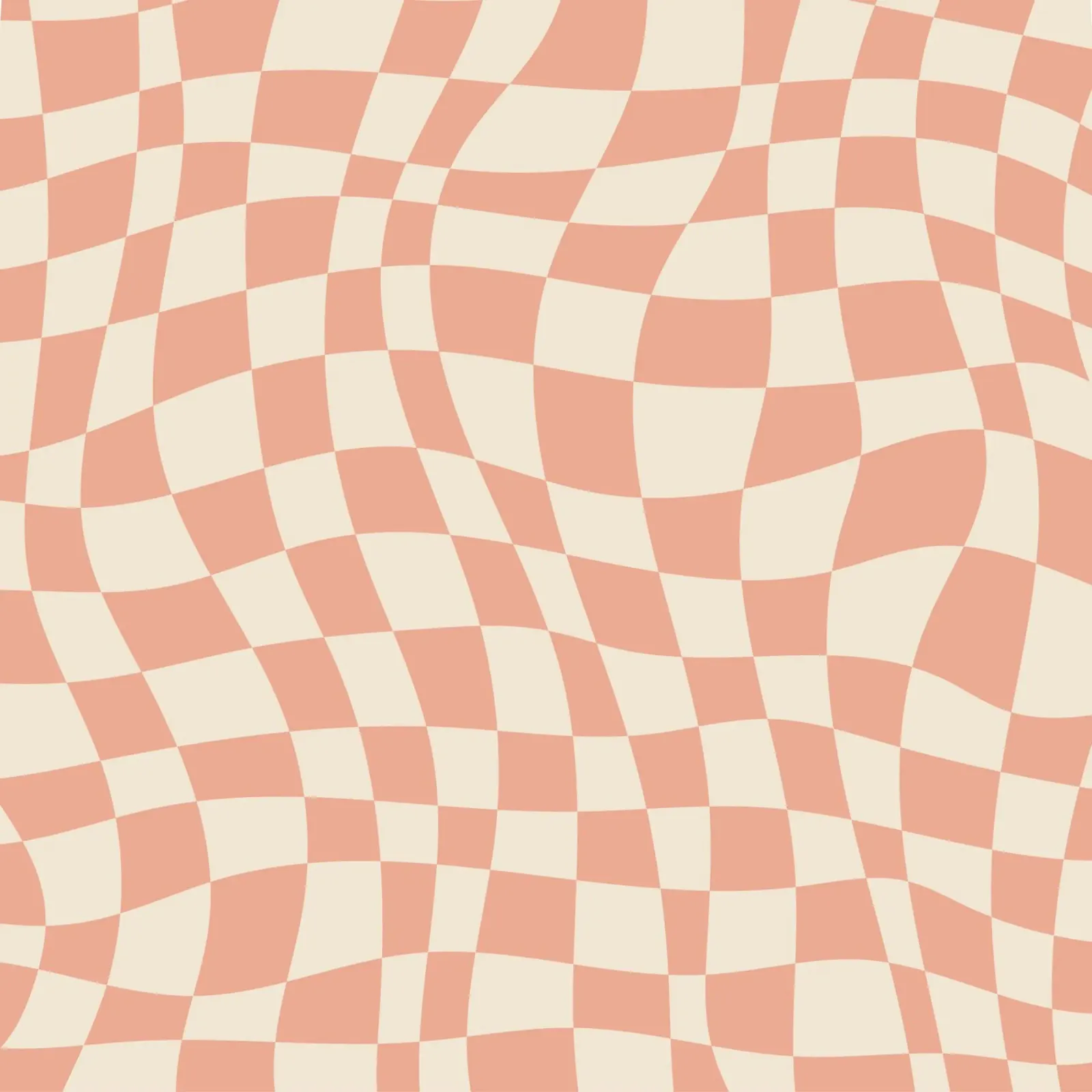 Coral red and beige wavy pattern canvas by Little Dean