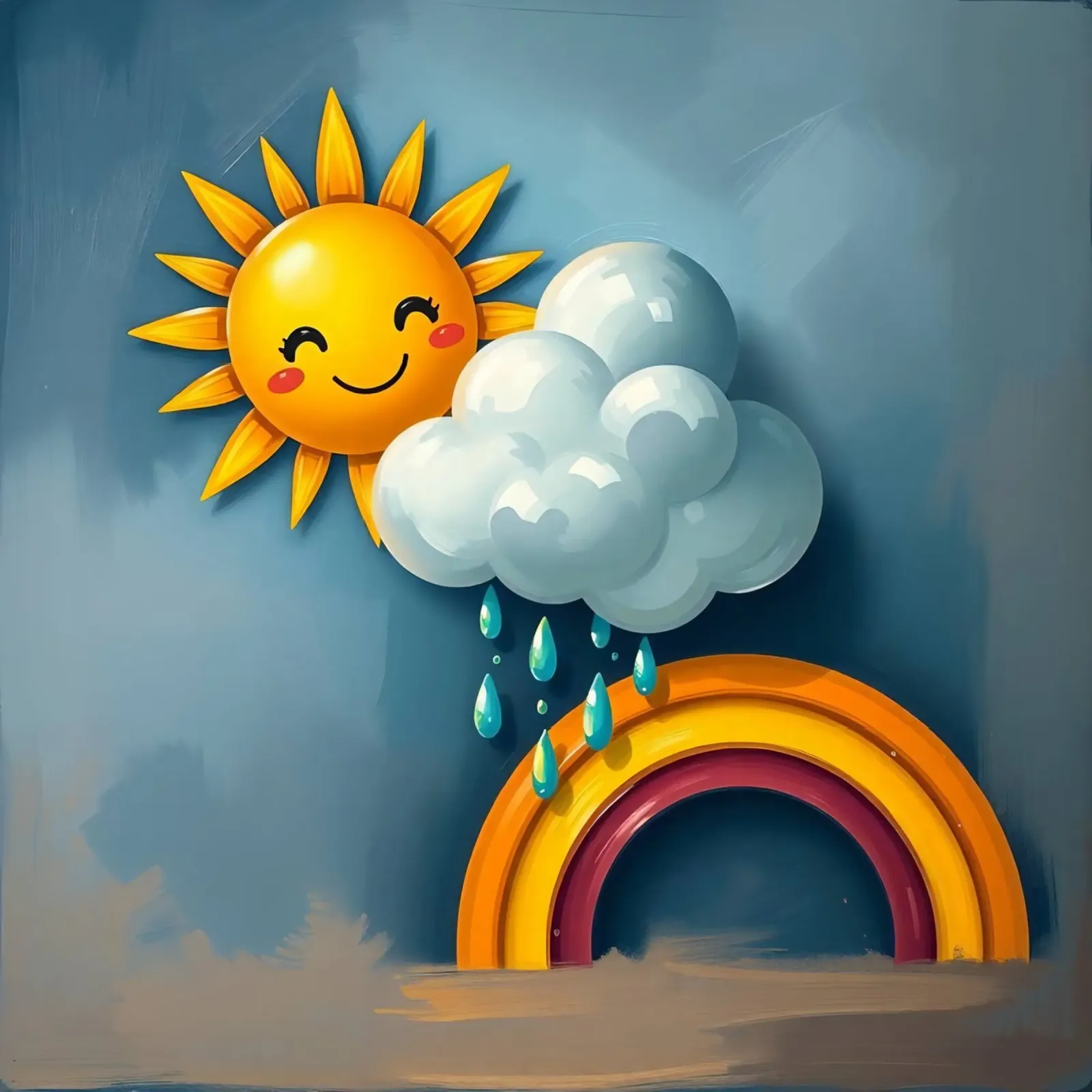 Whimsical sun character peeking out from behind a cloud hahnemühle by DesignDoodle
