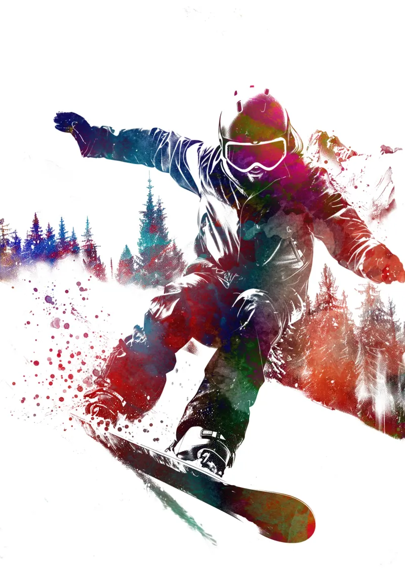 Snowboarder sport kunst wit canvas met Baklijst van SPORT