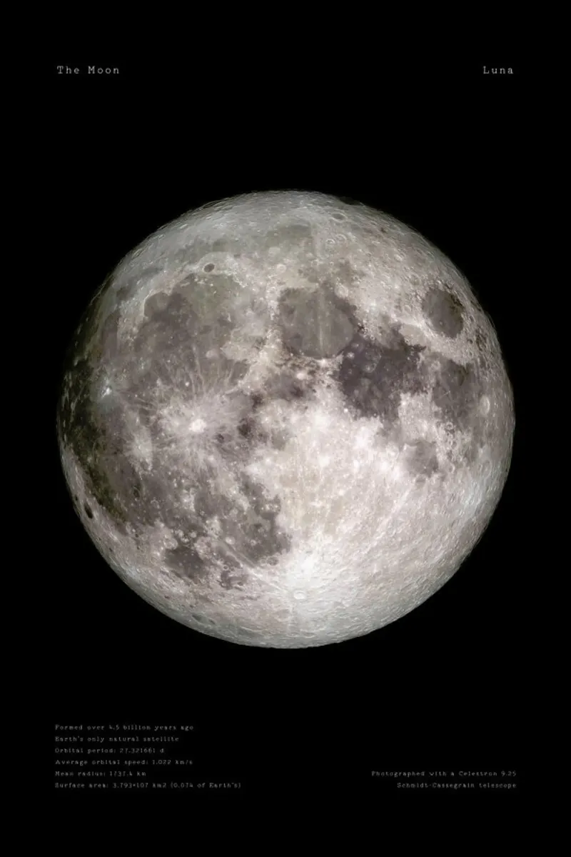 Full Moon, NASA pellicola backlit da Vintage by JUNIQE