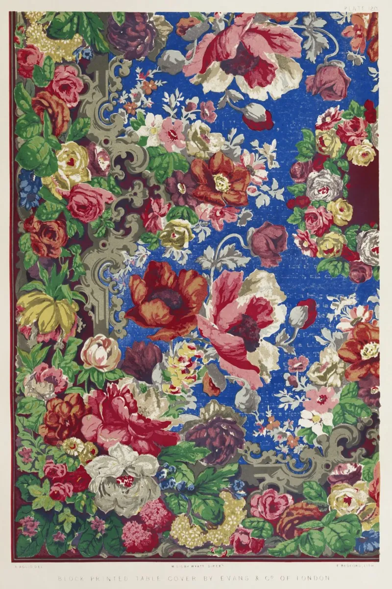 Digby Wyatt: Victoriaanse bloementafelkleed - Maximalistische print canvas met Baklijst van ClubArt