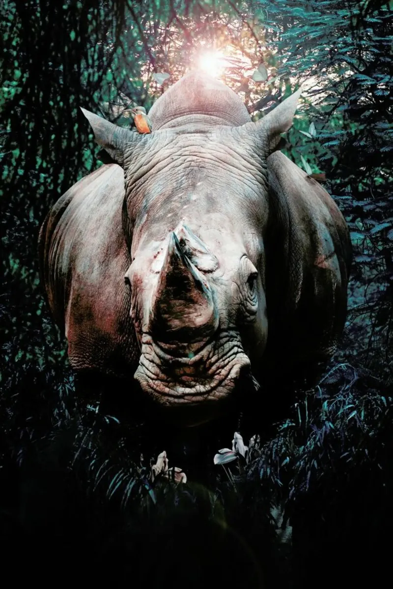 Rhino poster con telaio in legno da Wouter Rikken