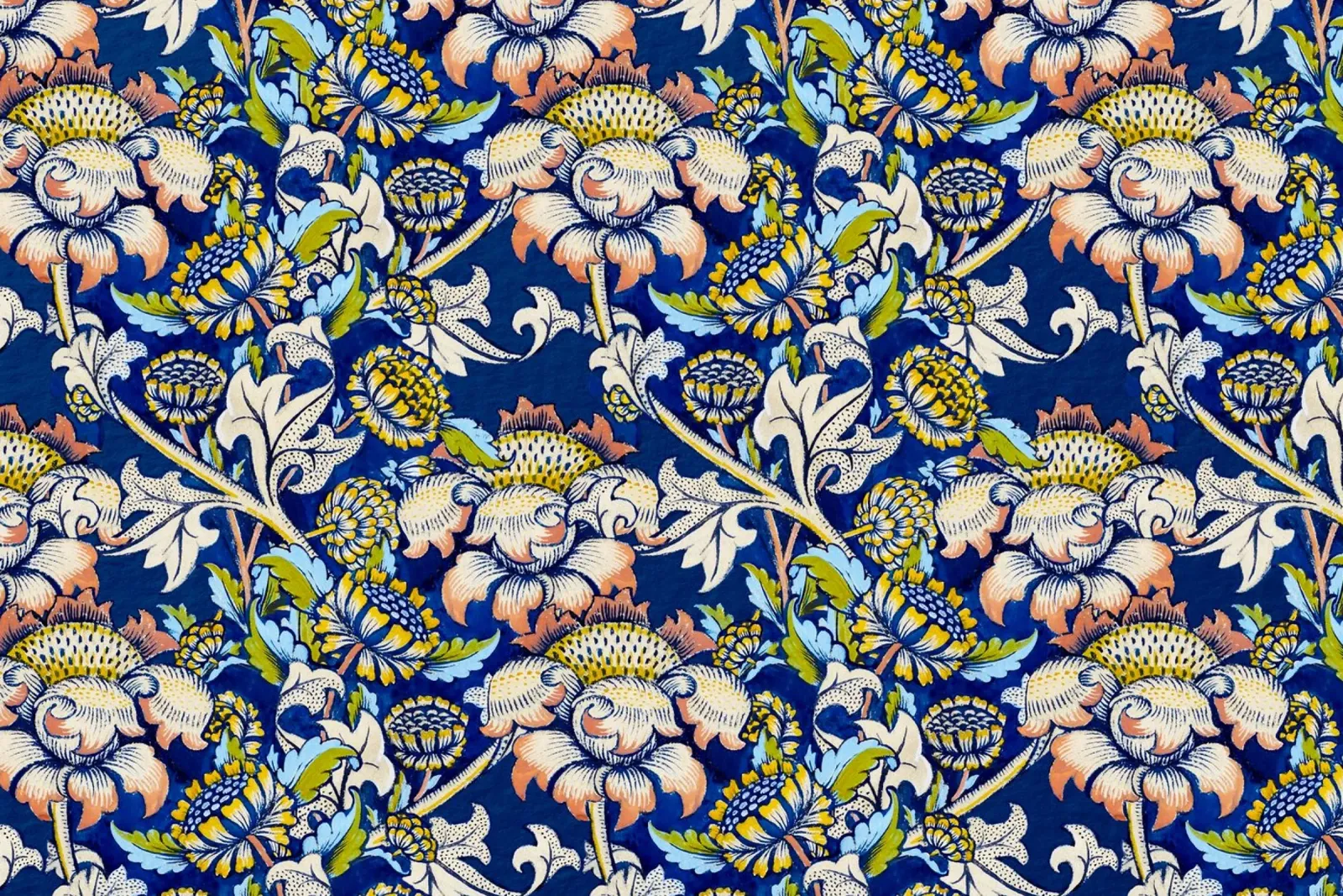 William Morris - Motivo floreale - Art Nouveau blu e giallo poster da ClubArt