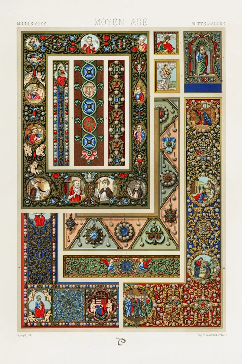 Albert Racine: Mittelalterliche Ornamente - Illuminierte Handschrift A Hahnemühle von ClubArt