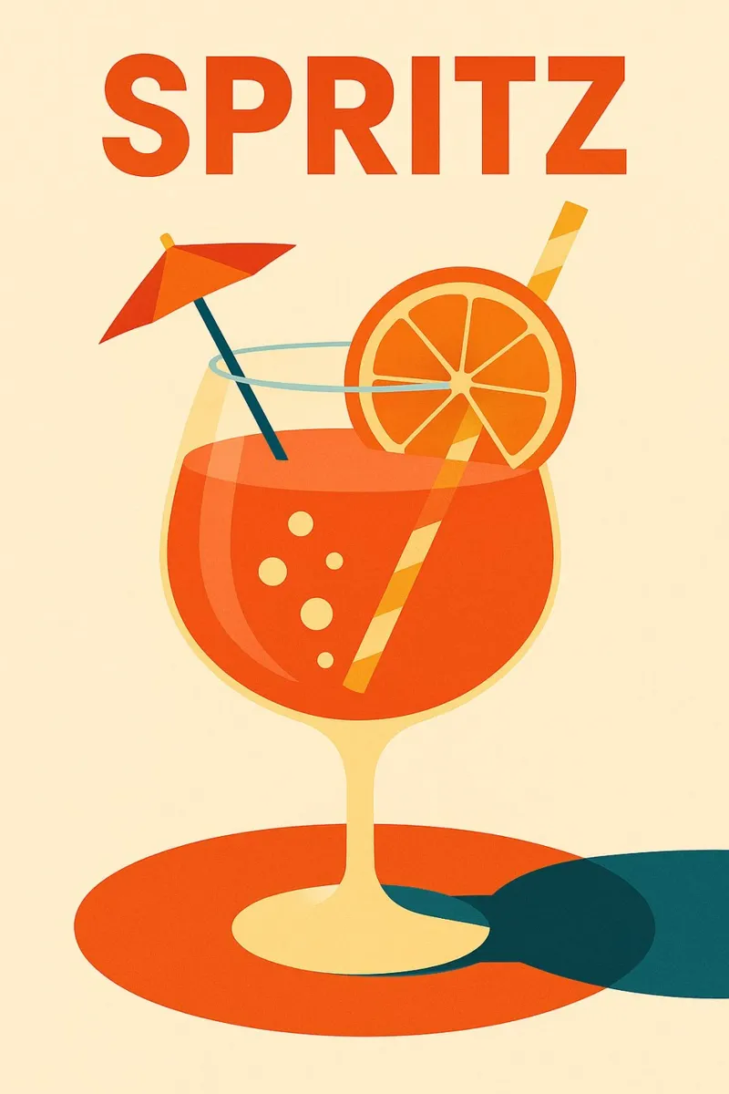 SPRITZ - Aperitivi al sole poster con telaio in alluminio da Boissons - Affiches & posters - Retro