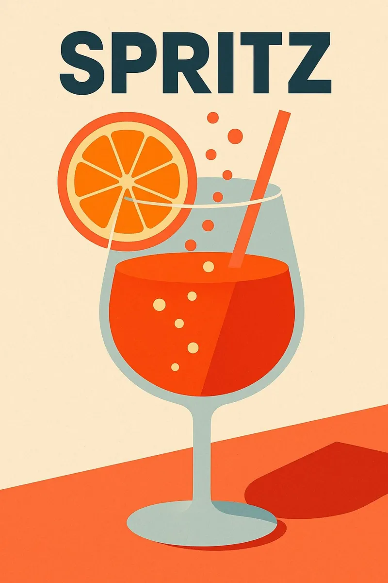 SPRITZ - Una nuova illustrazione del cocktail di culto tela con Cornice a cassetta da Boissons - Affiches & posters - Retro