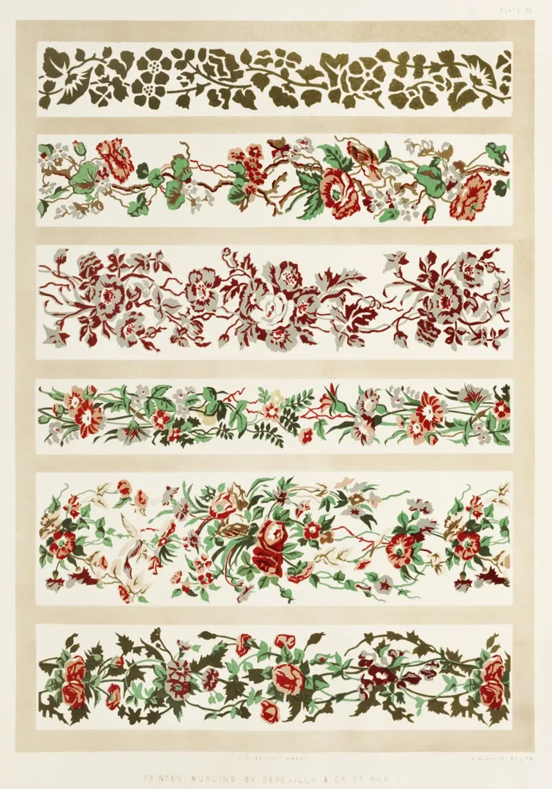 Digby Wyatt: Muslins stampati - Bordure floreali vittoriane (185 poster da ClubArt