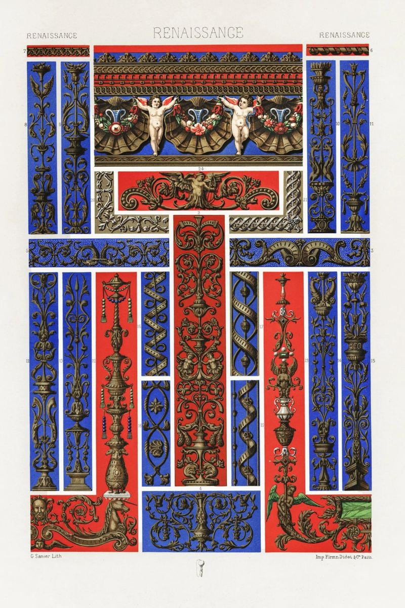 Albert Racine: Renaissance Ornaments - Historical Decorative poster by ClubArt