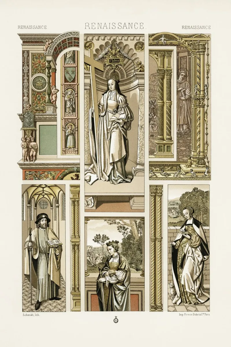 Albert Racine: Figuras y arquitectura del Renacimiento - Histórico lienzo de ClubArt