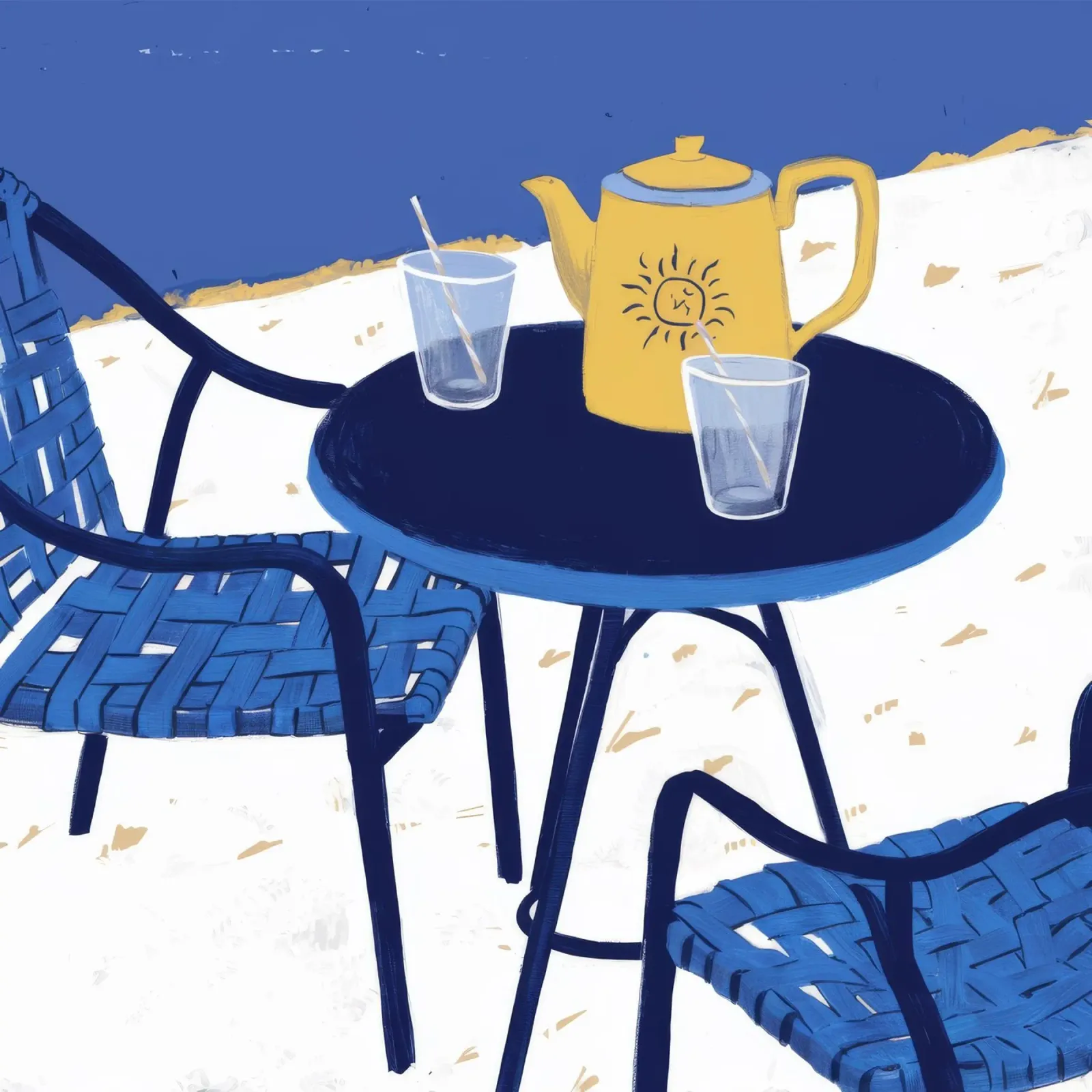 Sogni di bistrot cobalto poster con telaio in alluminio da Dawn Light
