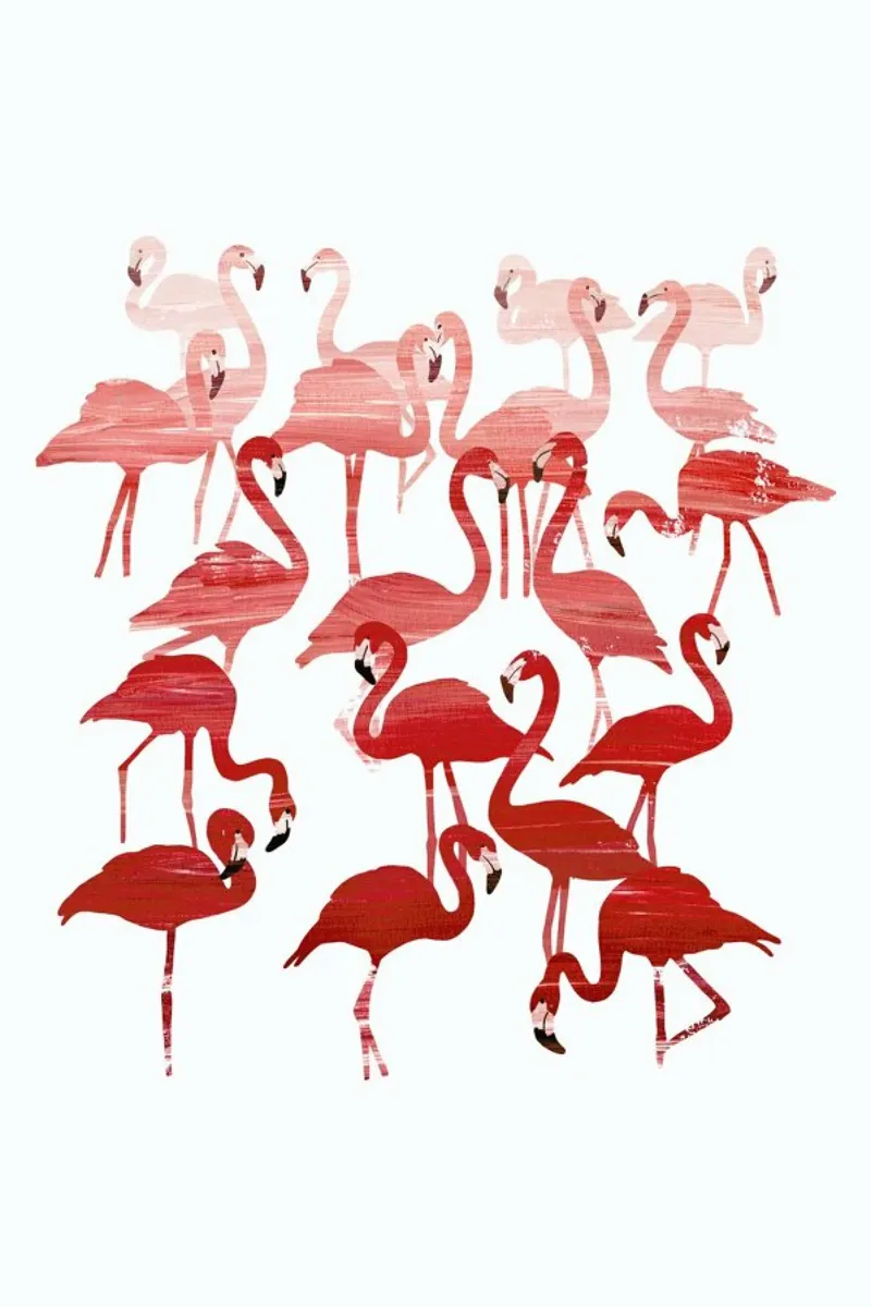Flamingo Family Alu-Dibond von Goed Blauw