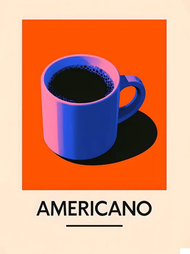 Arte della tazza di caffè Americano poster con telaio in plastica da 🥝 KIWI STORE