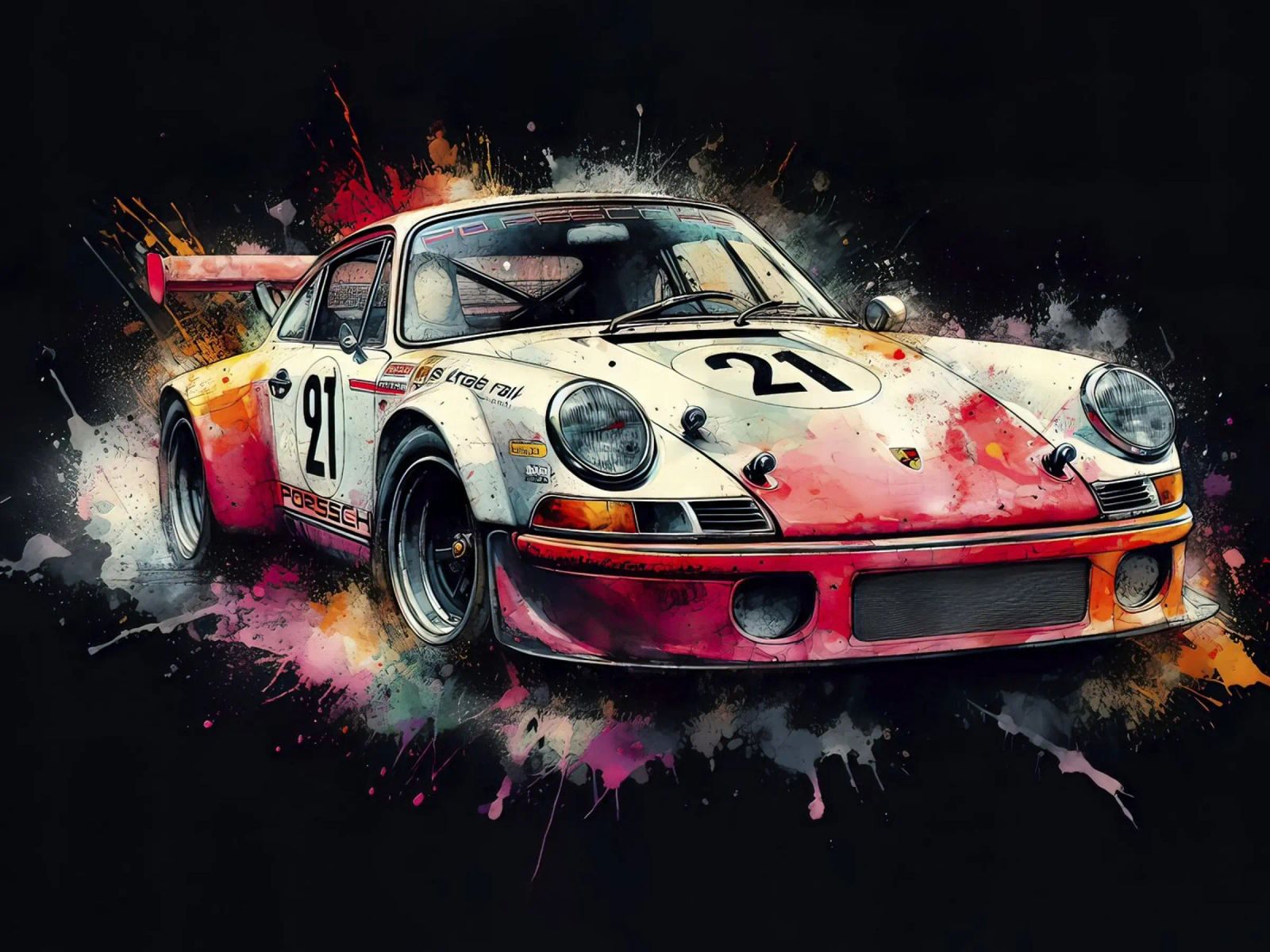 Porsche 911 Race Car Watercolour Art poster de ARTVI-SHOP