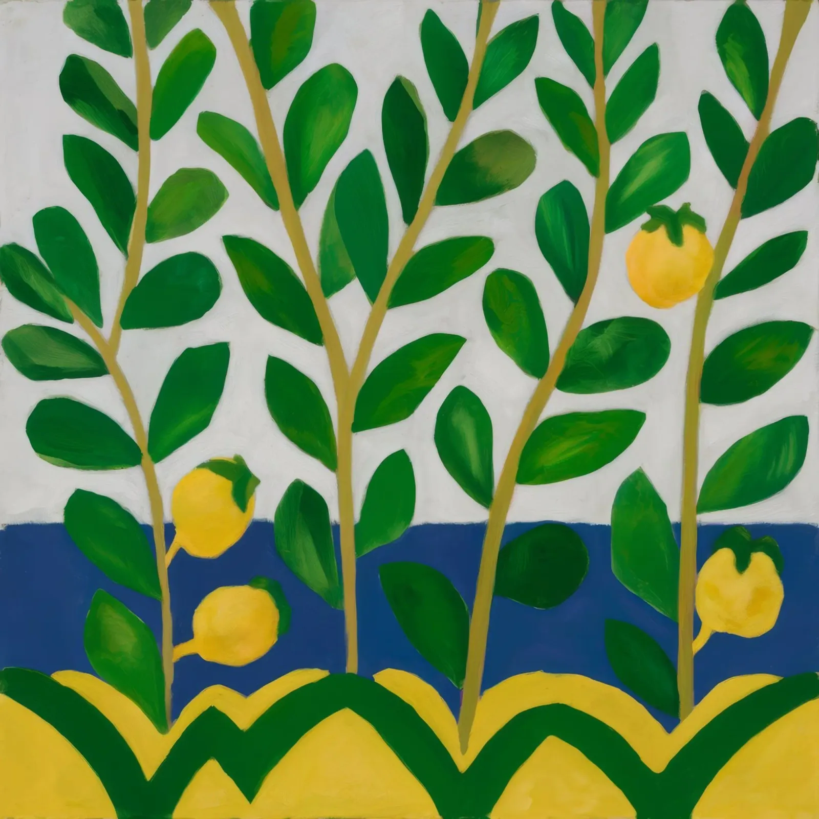 Mitternachts-Zitronen-Obstgarten Leinwand mit Schattenfugenrahmen von Dawn Light