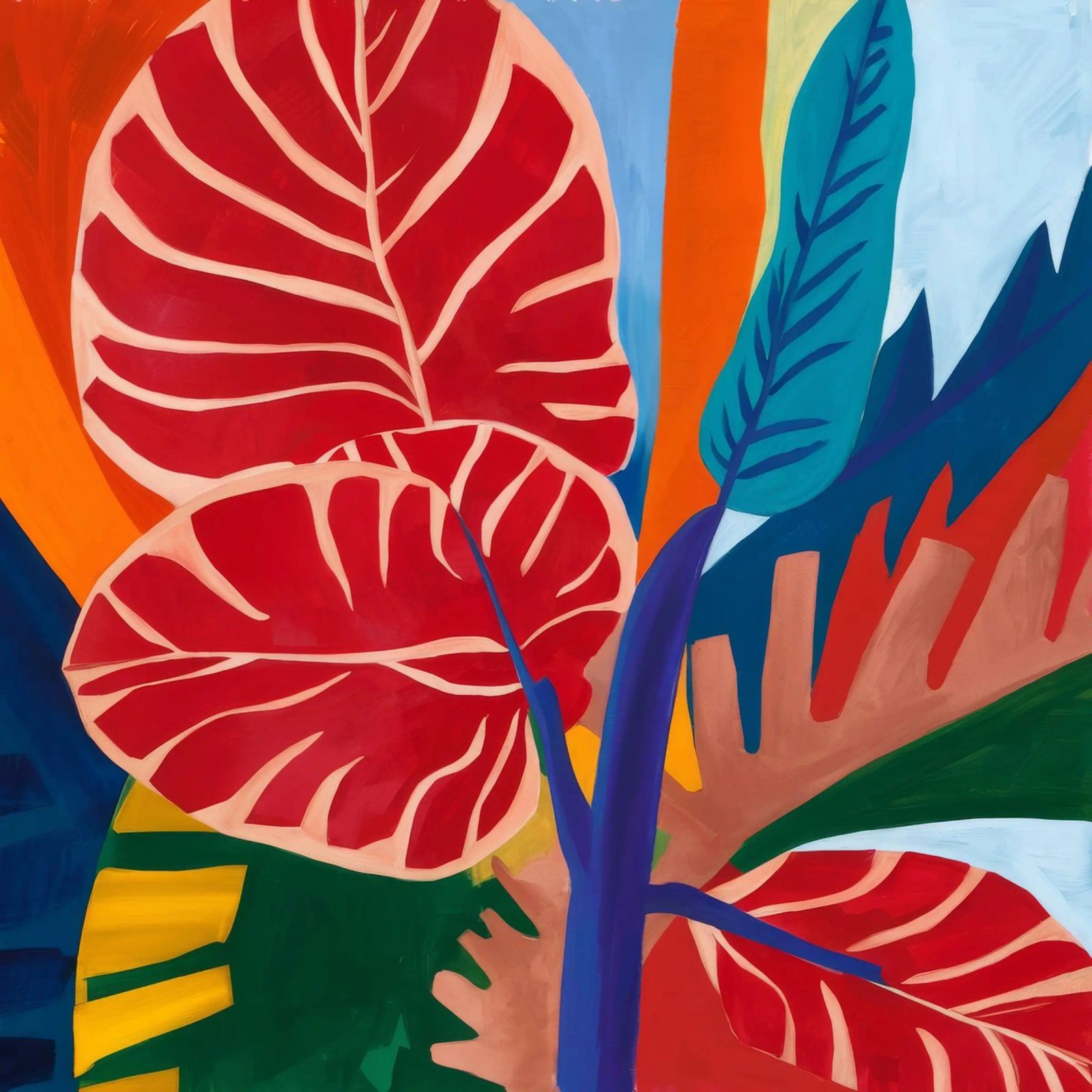 Scarlet Leaf Abstraction canvas by Dawn Light