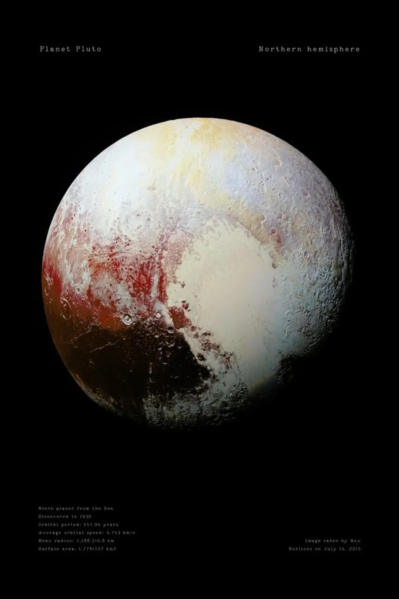 Pluto, NASA poster con telaio in alluminio da Vintage by JUNIQE