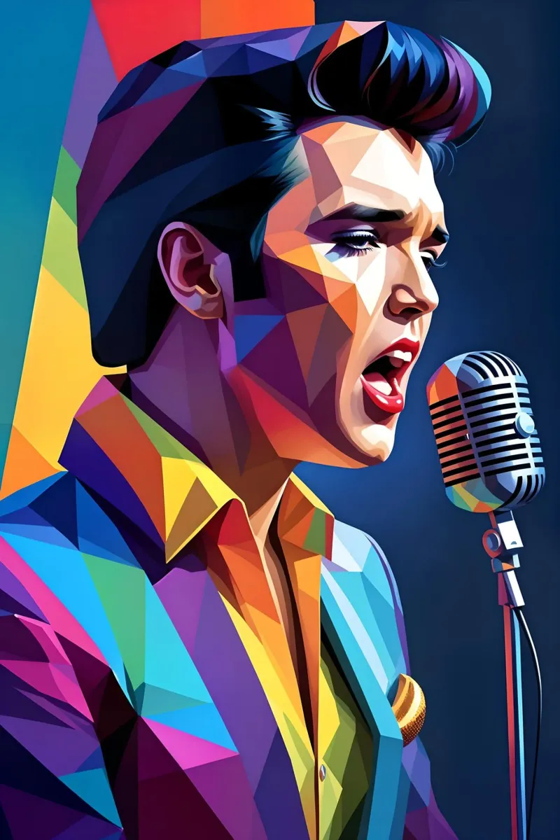 Elvis che canta poster con telaio in plastica da BONANZA