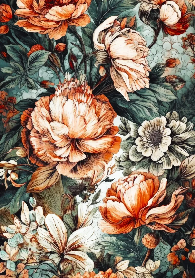 Fiori di peonie carta hahnemühle da Lionmixart