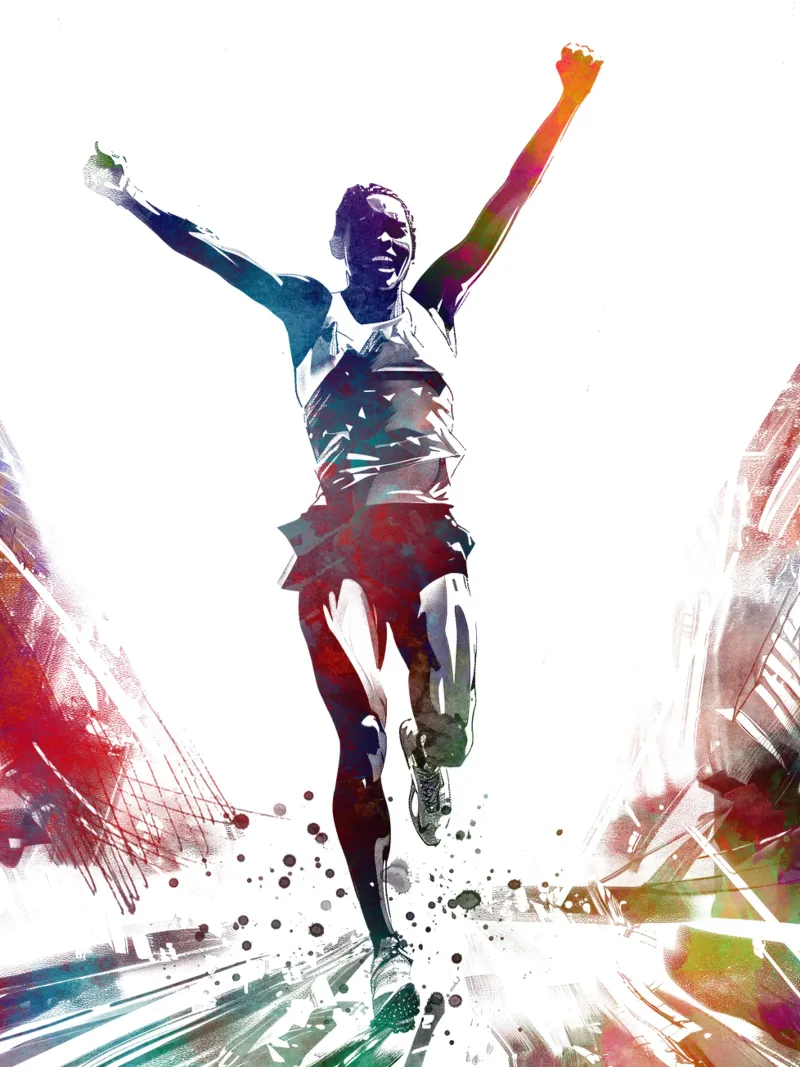 Runner sport art bianco poster con telaio in legno da SPORT