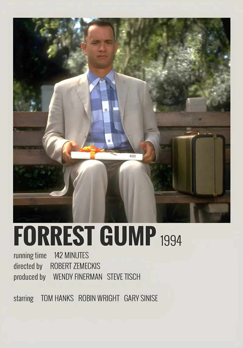 FORREST GUMP 1994 pellicola backlit da MVFminimalist