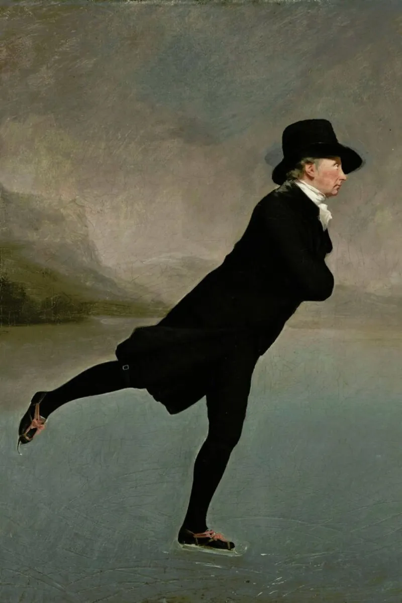 Raeburn - The Skating Minister poster con telaio in legno da Vintage by JUNIQE