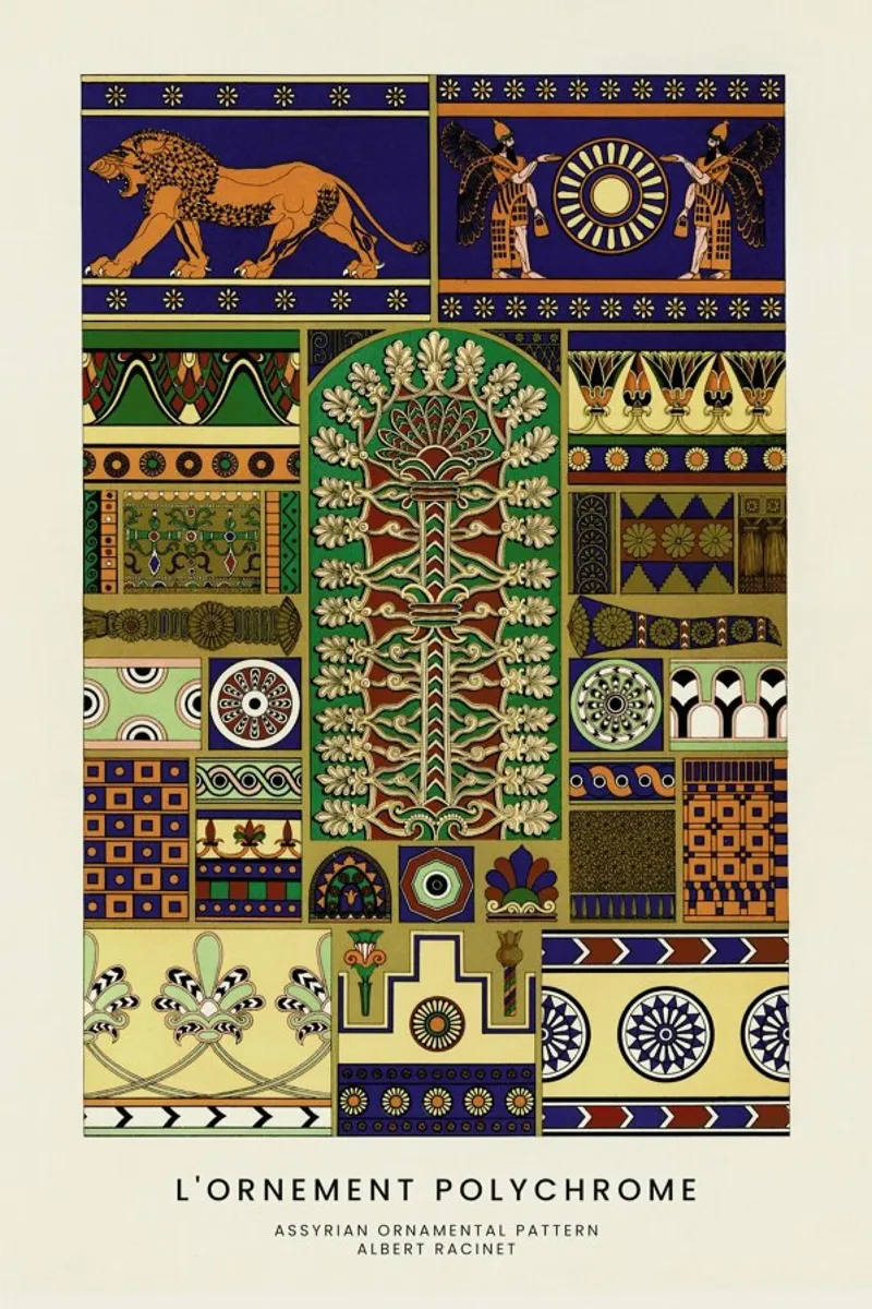 Racinet -  Assyrian Ornamental Pattern carta hahnemühle da Vintage by JUNIQE