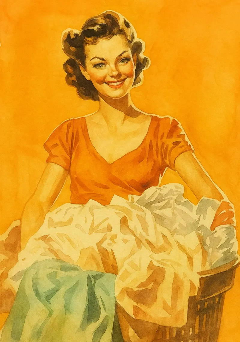 mujeres divertidas lavandería pintura retro poster de pakazi