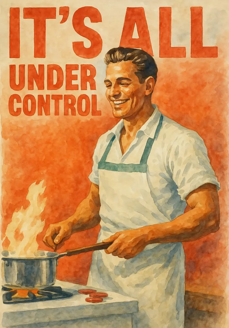 hombre cocinando todo bajo control divertido metacrilato de pakazi