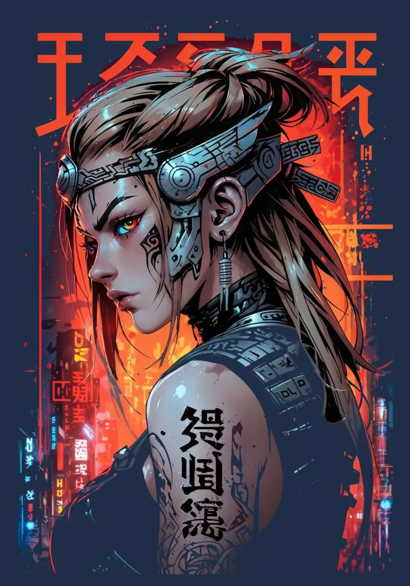 Mujer ciberpunk futurista metacrilato de LM2KONE