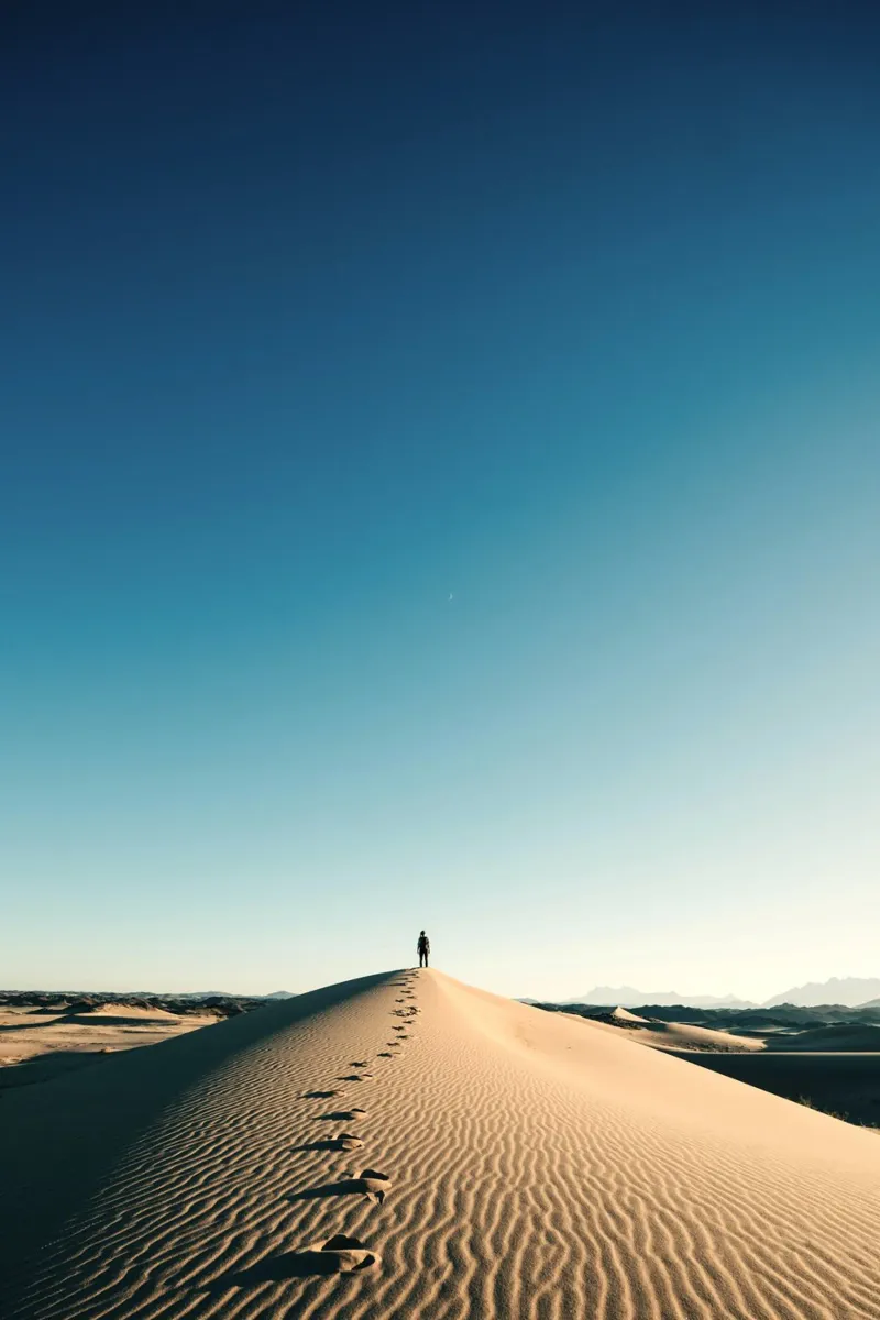 footprints on desert canvas by life of sands