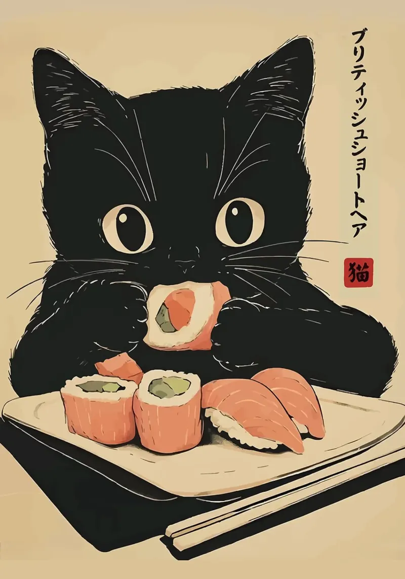 Katze Sushi Kätzchen Hahnemühle von Bernadette Miller