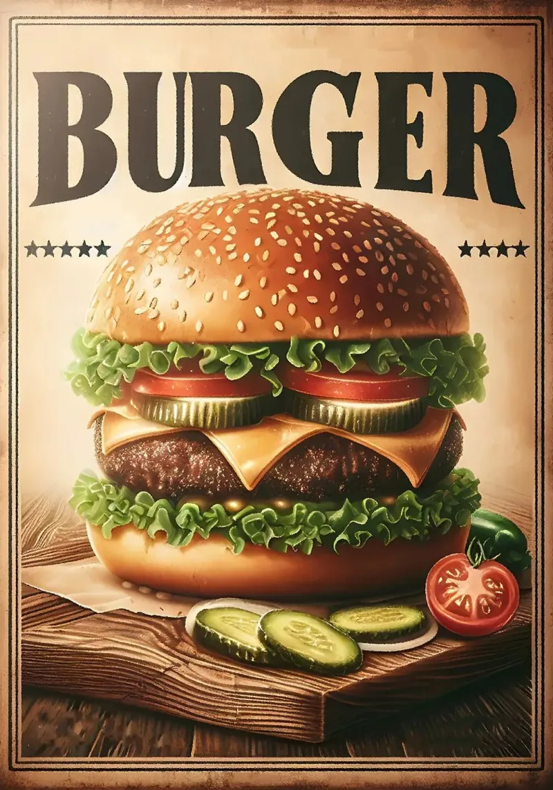 hamburger lattuga pomodoro alluminio dibond da Bernadette Miller