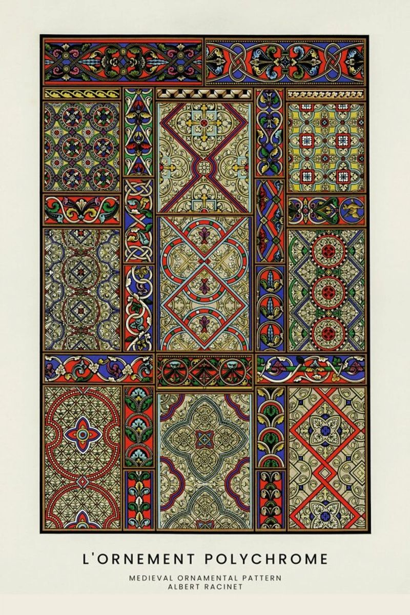 Racinet -  Medieval  Ornamental Pattern II canvas by Vintage by JUNIQE